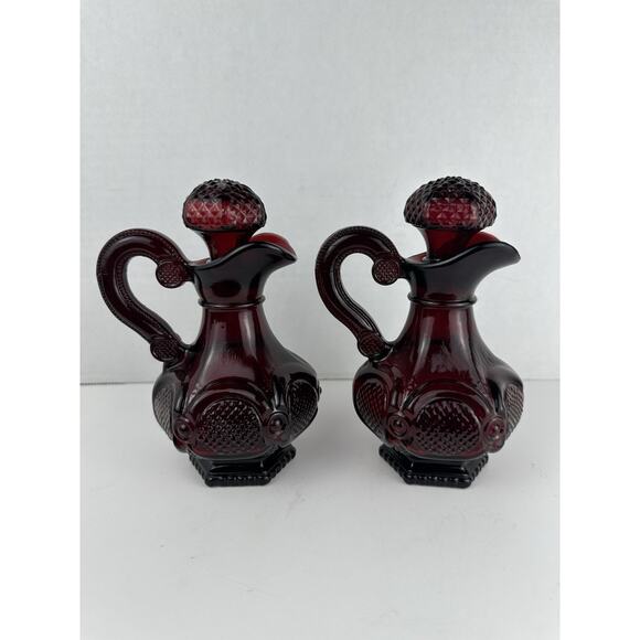 Avon Other - Vintage Avon 1876 Cape Cod Collection Cruet Ruby Red Glass Set Of 2